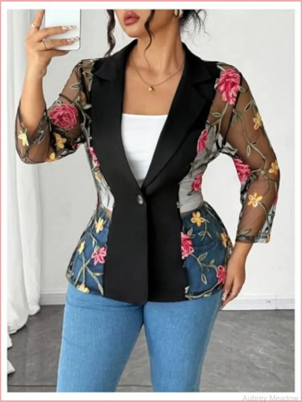 Plus Size Lapel Collar Open Front Graffiti Graphic Button Blazer Jacket